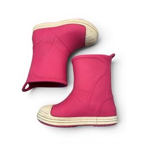 Crocs Pink and White Pull On Kids Size C8 Rain Boots Waterproof Girls Outdoor